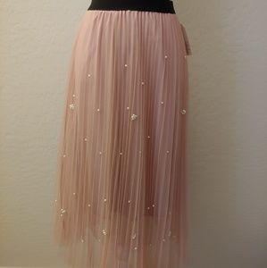 Sadie & Love pink pearl bead midi skirt